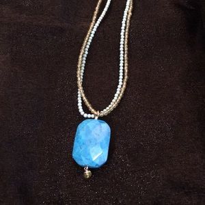 Turquoise faceted pendant peridot necklace silver